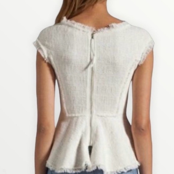 Rebecca Taylor tweed and genuine leather peplum top - Picture 8 of 9